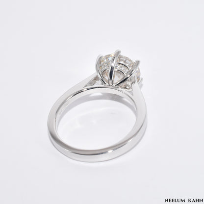 Certified 4ct Moissanite Diamond Platinum Plated S925 Silver Proposal Ring