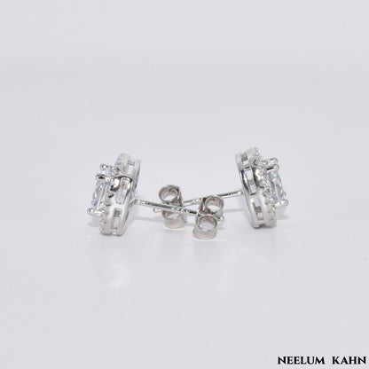 Solid S925 Sterling Silver Square Zircon Stud Earrings – Perfect Gift for All Occasions
