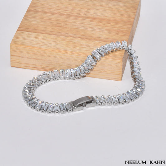 New S925 Silver Zircon Bracelet for Men & Women – 7 Inch Length