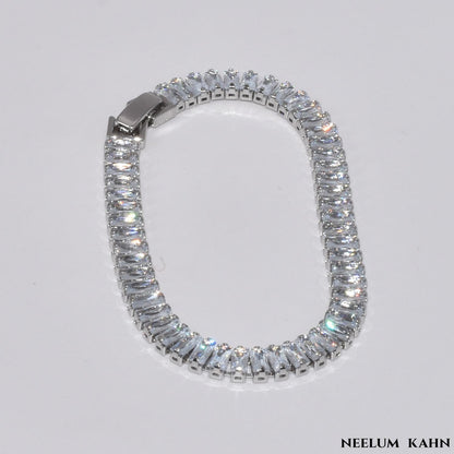 New S925 Silver Zircon Bracelet for Men & Women – 7 Inch Length