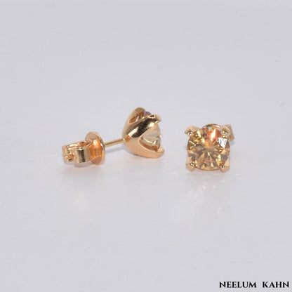 Certified 2Ct (1Ct + 1Ct) Moissanite Diamond Champagne Color Stud
