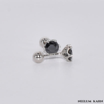 Certified 1Ct Black Moissanite Diamond Screw Stud Earrings for Men & Women – S925 Silver