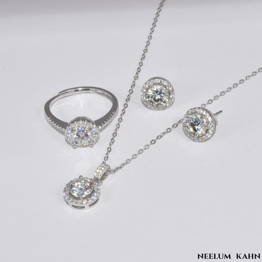 Certified 4Ct Moissanite Diamond Necklace & Earrings Set – S925 18K Gold Plated Jewelry