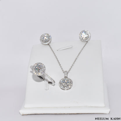 Certified 4Ct Moissanite Diamond Necklace & Earrings Set – S925 18K Gold Plated Jewelry