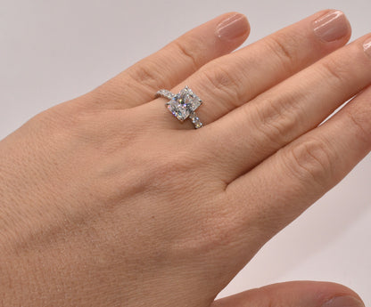 3 Carat Radiant Cut Moissanite Halo Ring in S925 Sterling Silver – D Color VVS Clarity