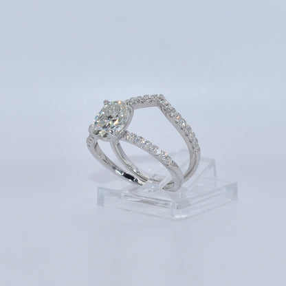 Certified 2.19ct Oval Moissanite Hidden Halo Band Set | S925 Silver | VVS1 | 2 Rings