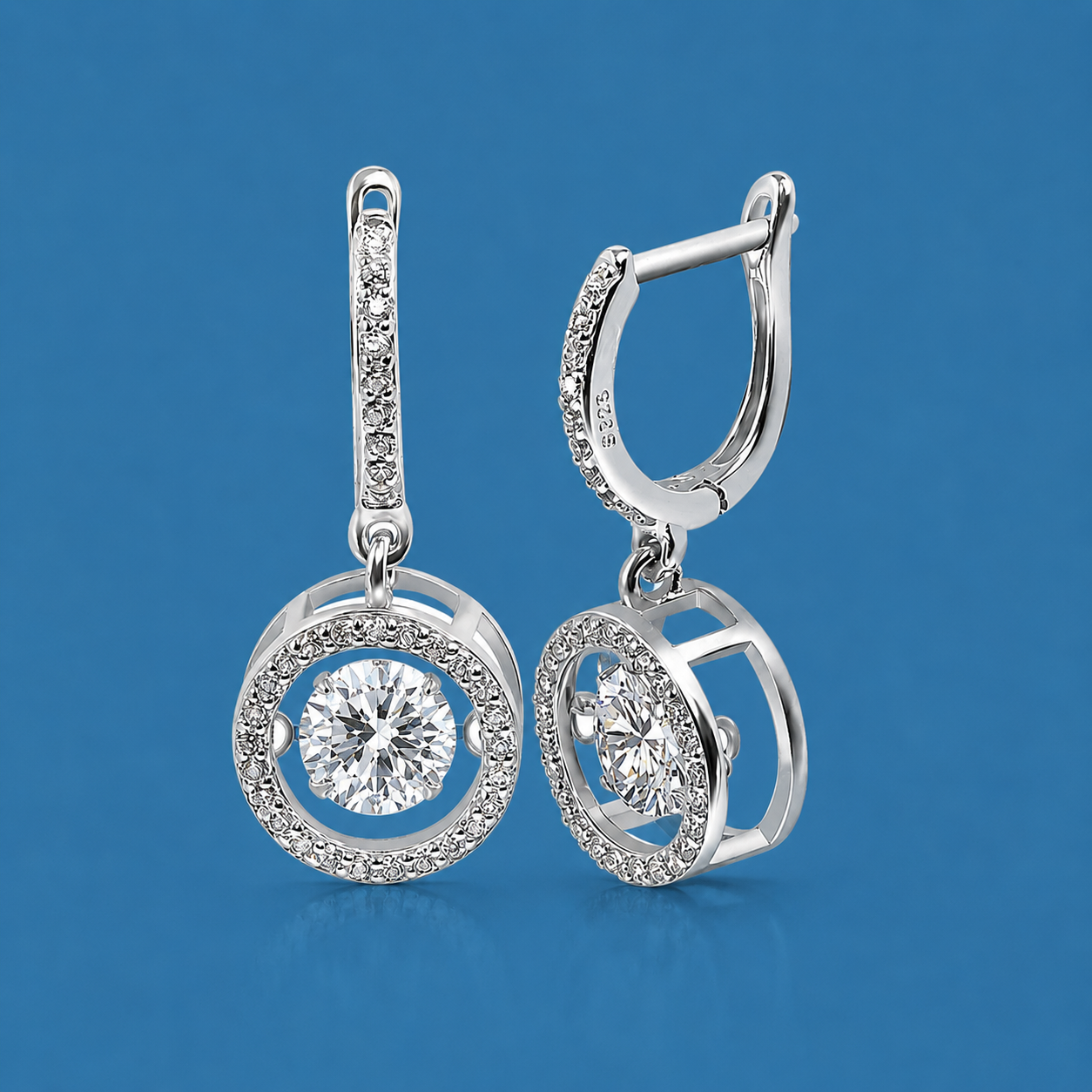 Moissanite Hoop Earrings 1 CT+ Total, Dancing Stone Halo Earrings, 925 Sterling Silver, D Color VVS1, Gift for Women