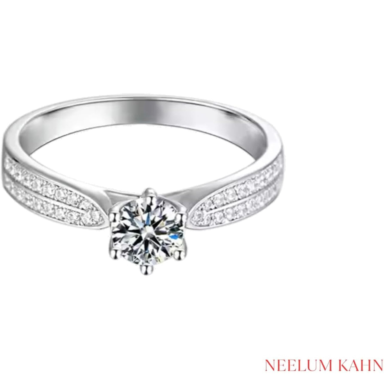 0.5Ct Moissanite Ring, 925 Sterling Silver, Round Cut, D Color VVS1, with LED Gift Box