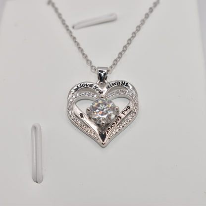 Certified 1Ct Moissanite Diamond Double Ring Love Heart Necklace