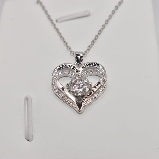 Certified 1Ct Moissanite Diamond Double Ring Love Heart Necklace