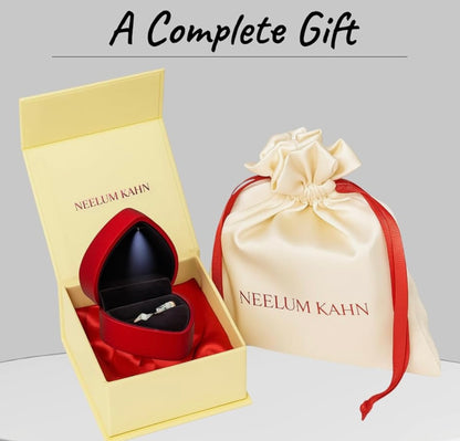 Certified 1ct (0.5ct Each) Moissanite Couple Rings in a Wooden Ring Box