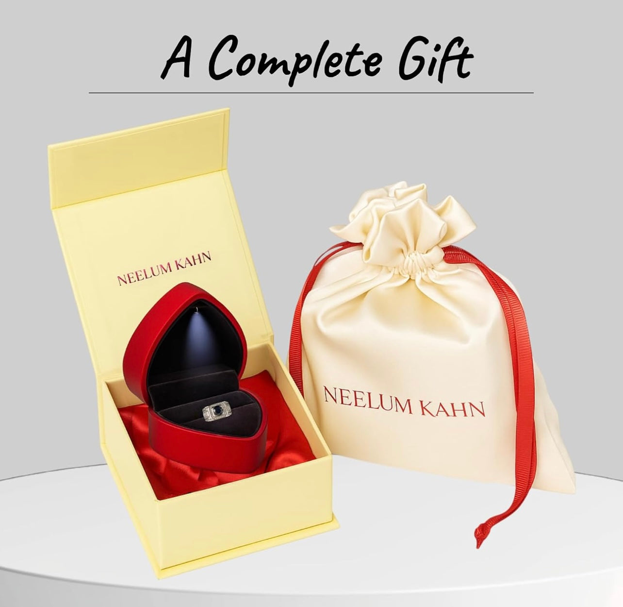 Certified 1Ct Black Moissanite Diamond Ring for Men with Gift Wooden Ring Box