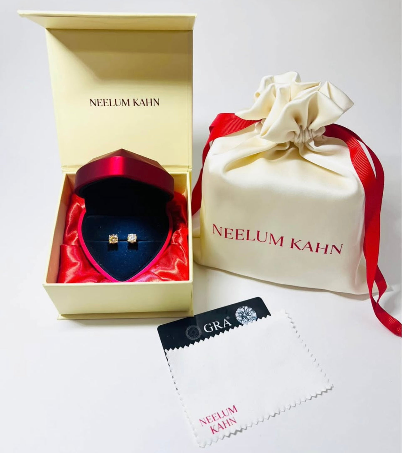 Certified 2Ct (1Ct + 1Ct) Moissanite Diamond Champagne Color Stud