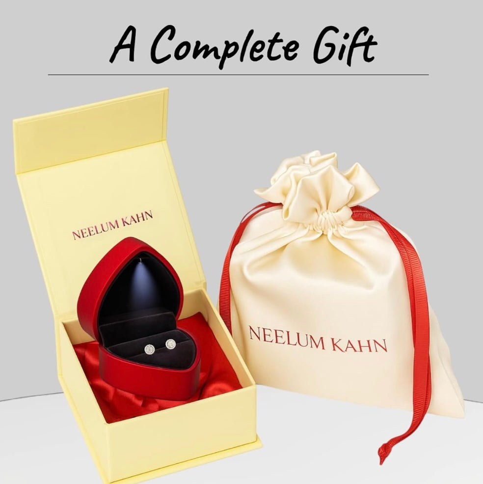 1Ct Moissanite Diamond Halo Stud Earrings for Men & Women (0.5Ct Each) | LED Ring Box Included