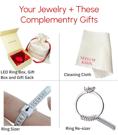 1Ct Radiant Cut Moissanite Ring | Heart Shape LED Ring Box Included