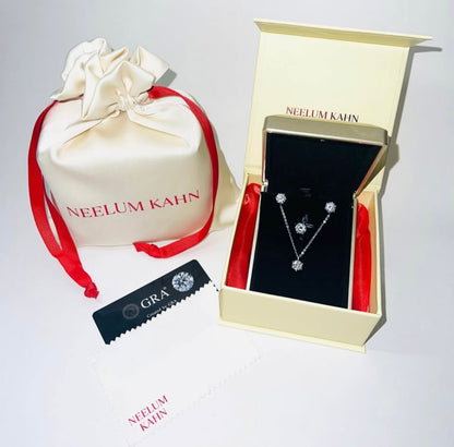 Certified 4Ct Moissanite Jewelry Set – Ring, Earrings, Necklace