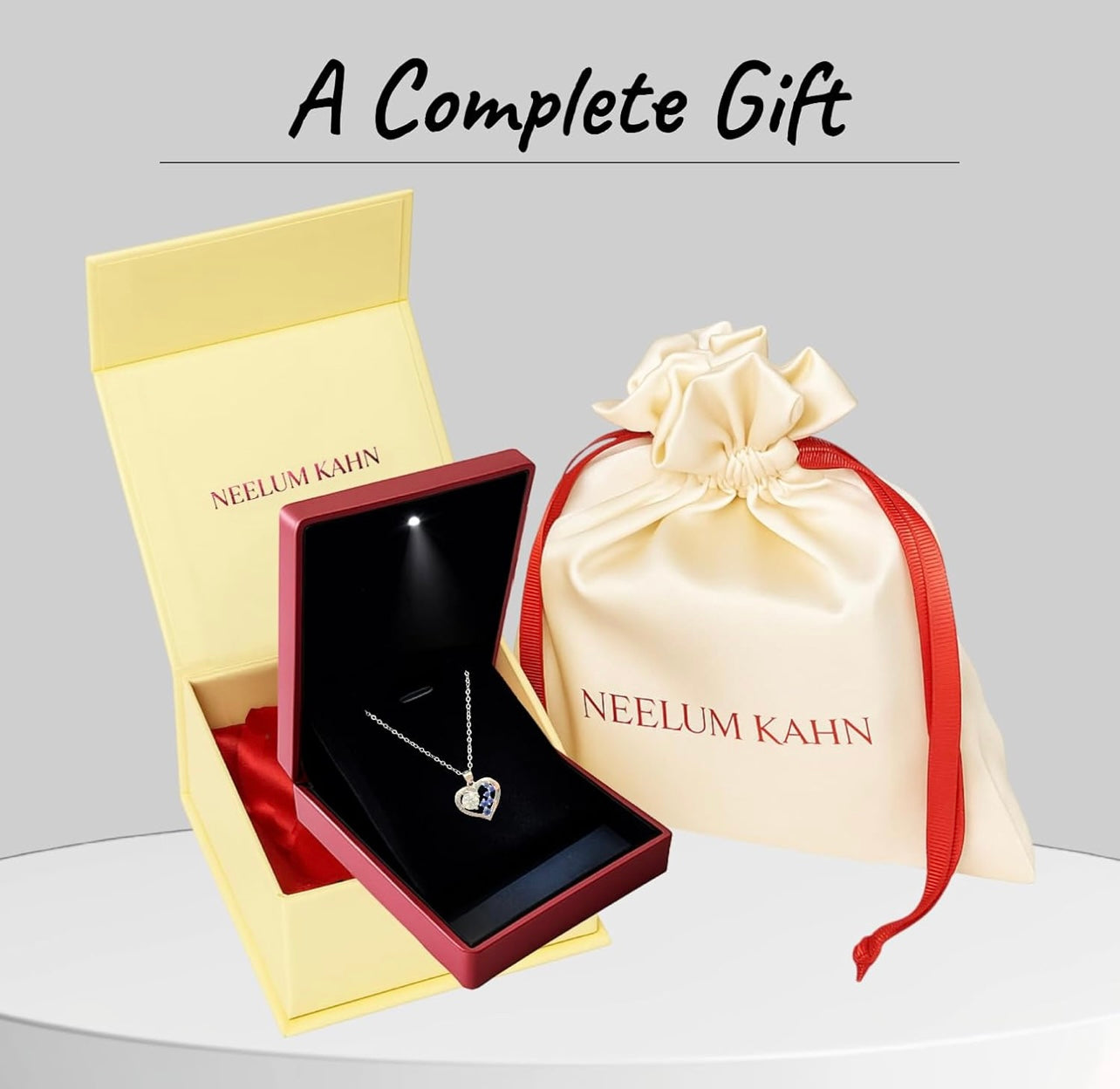 Sterling Silver Moissanite Heart Necklace, 0.5Ct Round Cut VVS1, 18.2 Inch Chain | Gift Jewelry Box Included