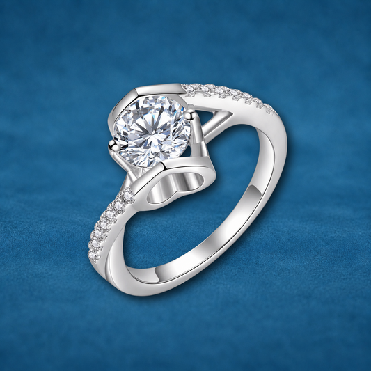 Certified 1ct Heart Shaped Moissanite Ring | S925 Silver | VVS1
