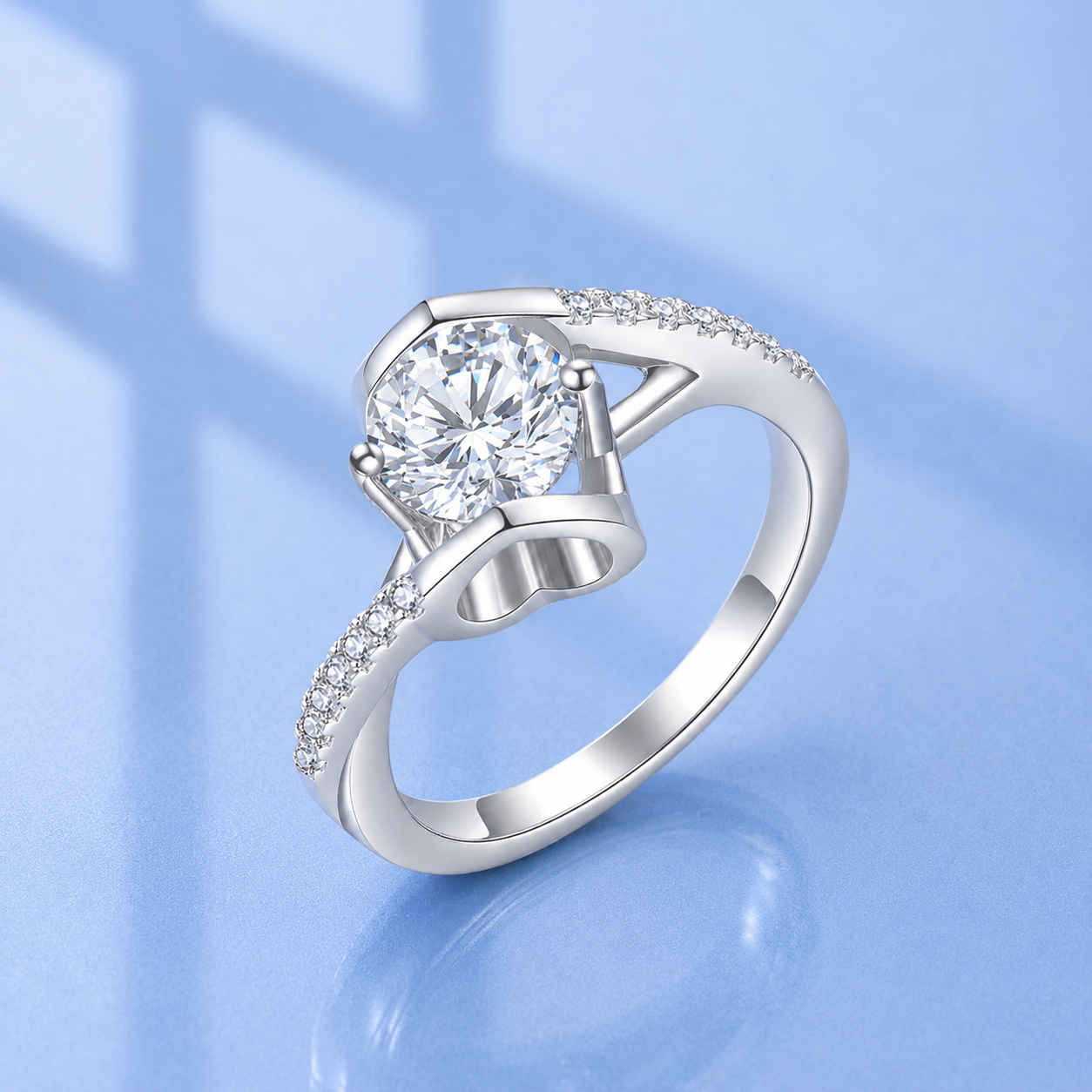 1ct Heart Shaped Moissanite Ring | S925 Silver | VVS1