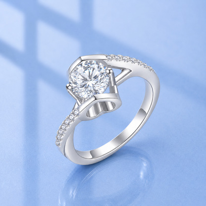 1ct Heart Shaped Moissanite Ring | S925 Silver | VVS1