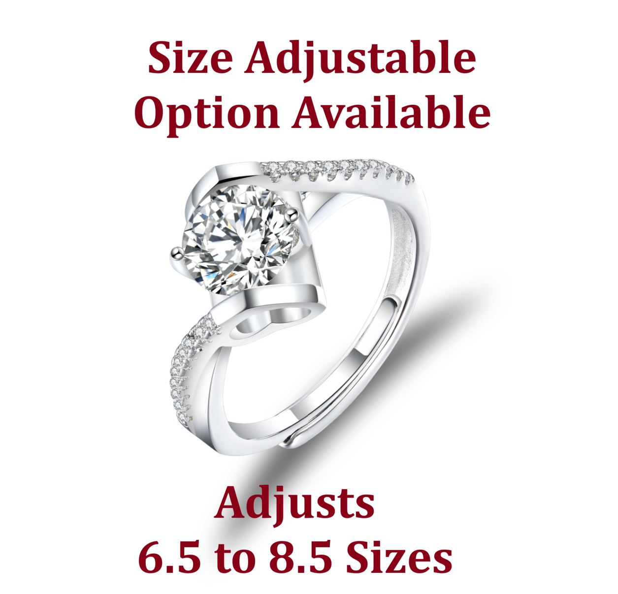Certified 1Ct Moissanite Diamond S925 Silver Heart Shaped Ring with LED Gift Ring Box