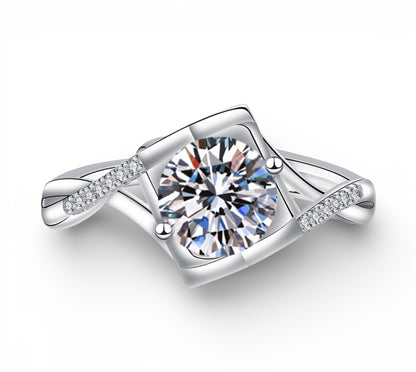 Certified 1Ct Moissanite Diamond S925 Silver Heart Shaped Ring with LED Gift Ring Box