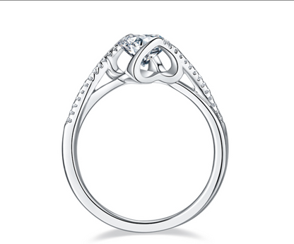 Certified 1Ct Moissanite Diamond S925 Silver Heart Shaped Ring with LED Gift Ring Box