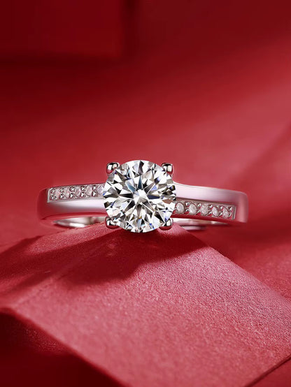 Certified 1Ct Moissanite Diamond Engagement Ring  Adjustable