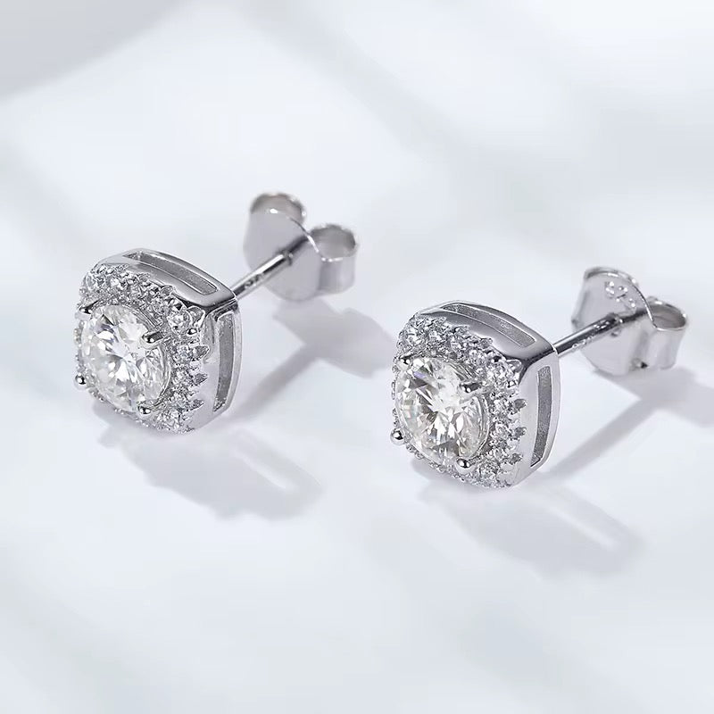 Solid S925 Sterling Silver Square Zircon Stud Earrings – Perfect Gift for All Occasions