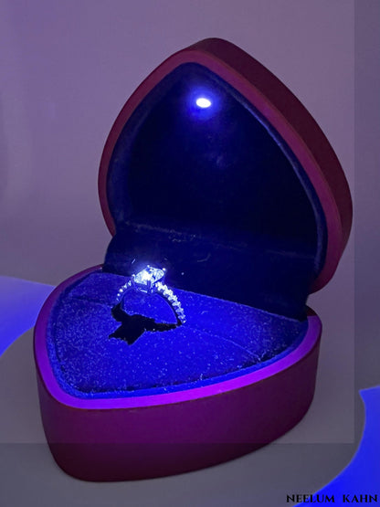 1Ct Radiant Cut Moissanite Ring | Heart Shape LED Ring Box Included