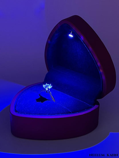 1ct Moissanite Diamond Ring, 925 Sterling Silver, 18K Gold Plated, Round Cut, VVS1 Clarity, LED Ring Gift Box Included
