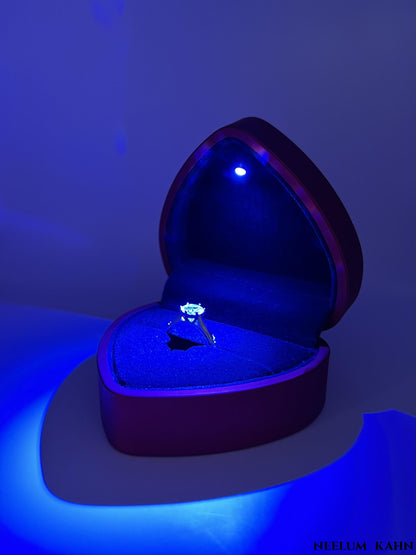 1Ct Moissanite Diamond Ring, 925 Sterling Silver, Round Cut, VVS1 Clarity, 6 Prong Setting, Free Gift LED Heart Ring Box Included