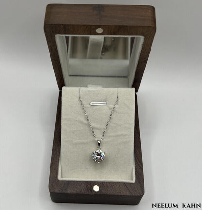 Certified 2Ct Moissanite Diamond Pendant Necklace – Solid S925 Silver