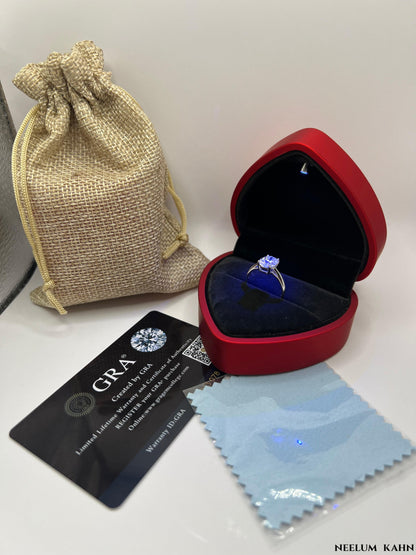 2Ct Oval Cut Moissanite Ring, 925 Sterling Silver, D Color VVS1 Clarity, Solitaire Engagement Ring with Gift LED Heart Ring Box