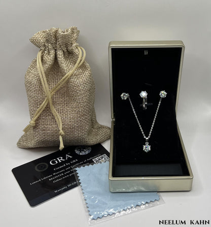 Certified 4Ct Moissanite Jewelry Set – Ring, Earrings, Necklace