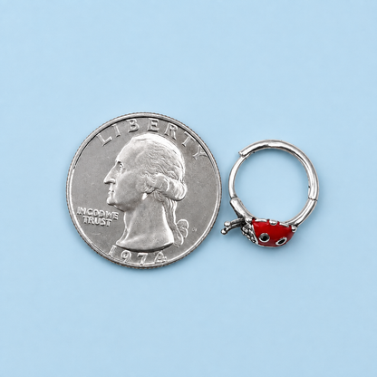S925 Sterling Silver Ladybug Hoop Earrings for Girls