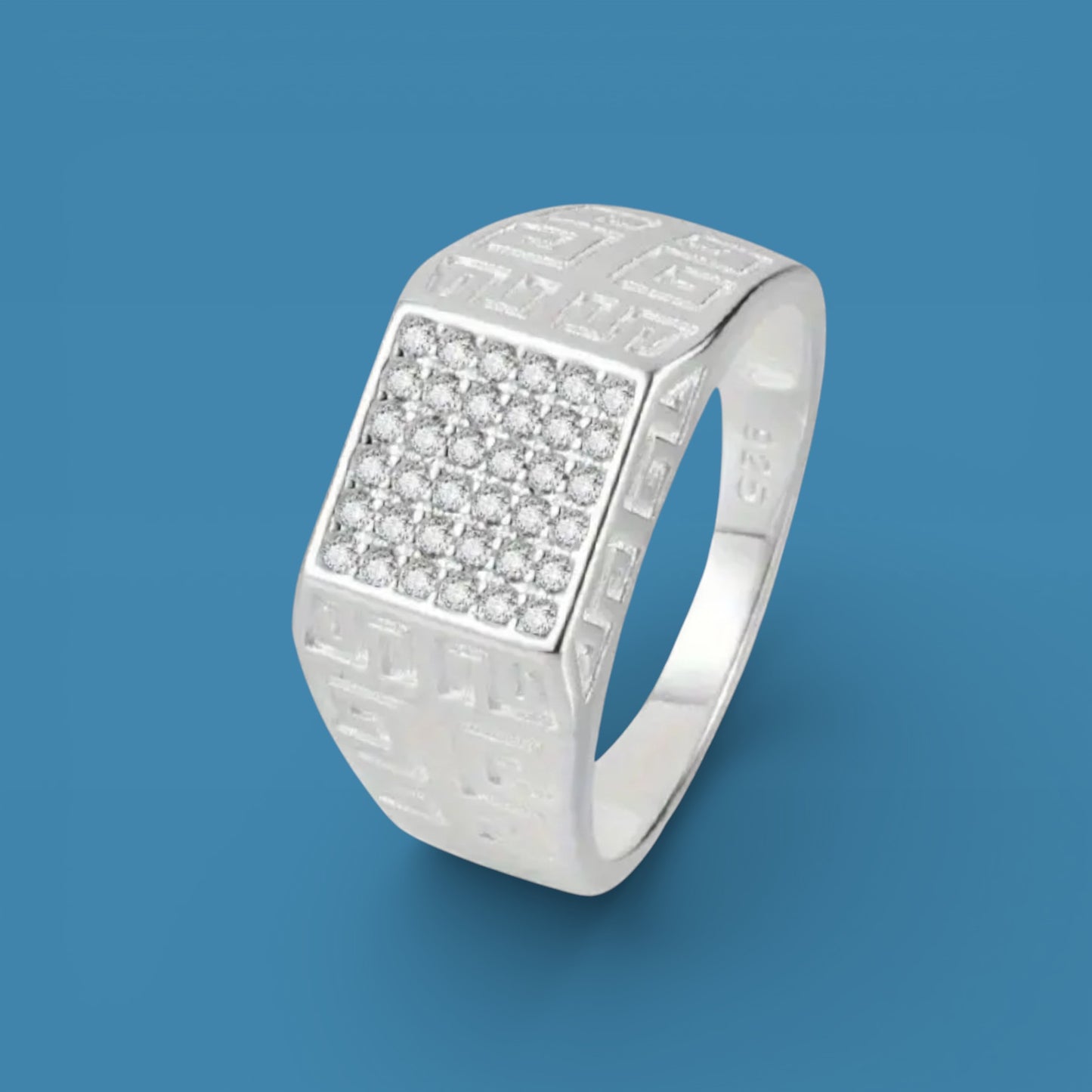 925 Sterling Silver Zircon Ring for Men - With free ring box and ring box engraving