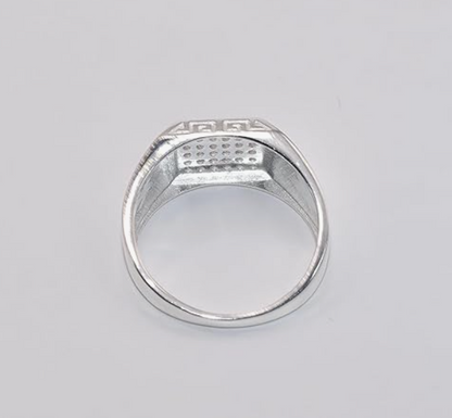 925 Sterling Silver Zircon Ring for Men - With free ring box and ring box engraving