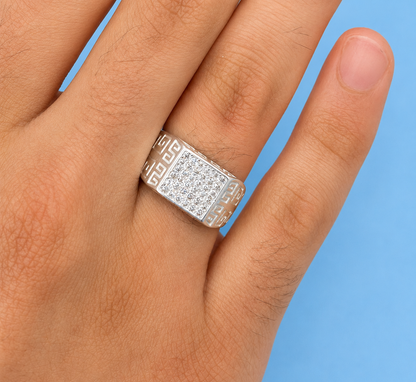 Men's Greek Zircon Ring | S925 Sterling Silver | Multiple Sizes