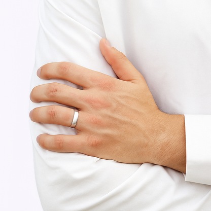 Solid 925 Sterling Silver Gold Plated Ring for Men Classic Dome Wedding Band (4.5mm)