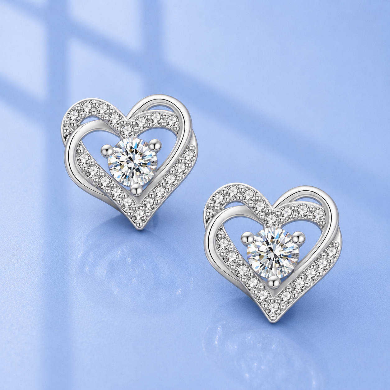 Heart Moissanite Stud Earrings in 925 Sterling Silver | 0.3 Ct or 0.5 Ct D Color VVS1 Moissanite
