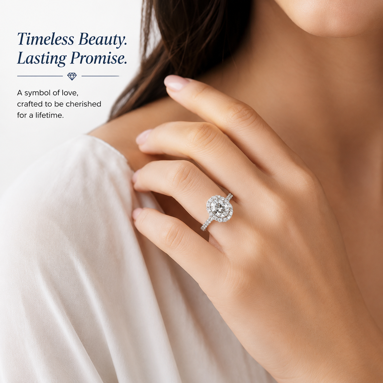 2CT+ Oval Halo Moissanite Engagement Ring with Luxury LED Gift Box