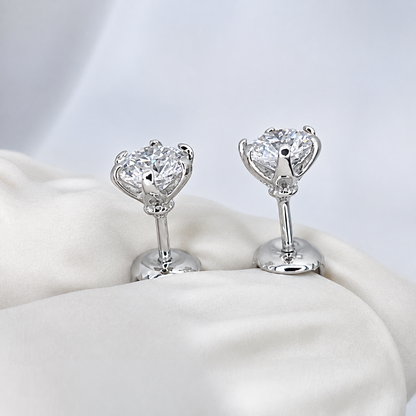 Round Crown Moissanite Stud Earrings – 0.5 Ct Each, 1 Ct Total | 18K Gold Plated 925 Silver | D VVS1