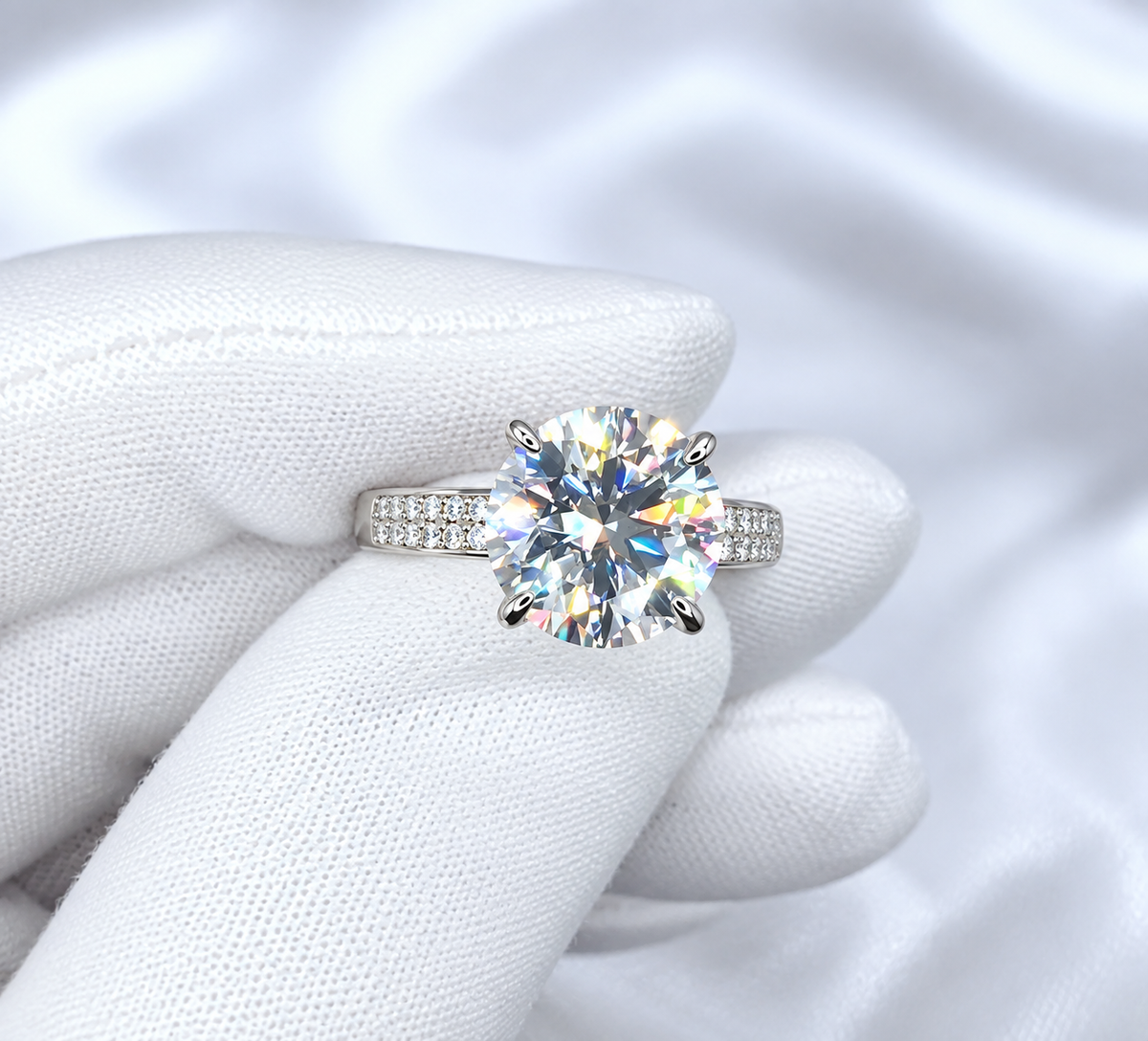 5ct Classic Moissanite Pave Engagement Ring | S925 Silver | VVS1