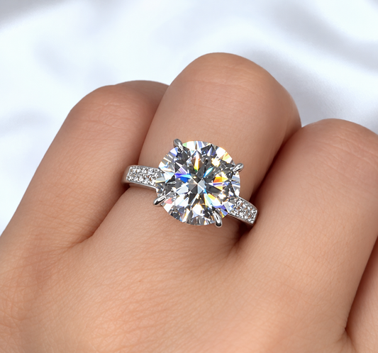 5ct Classic Moissanite Pave Engagement Ring | S925 Silver | VVS1
