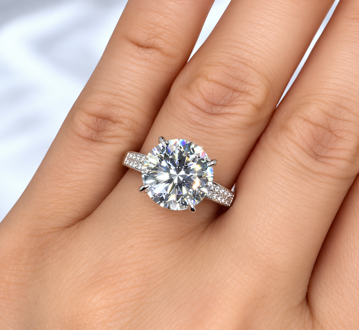 5ct Classic Moissanite Pave Engagement Ring | S925 Silver | VVS1