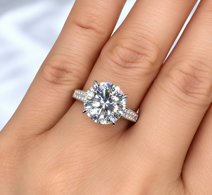 5ct Classic Moissanite Pave Engagement Ring | S925 Silver | VVS1