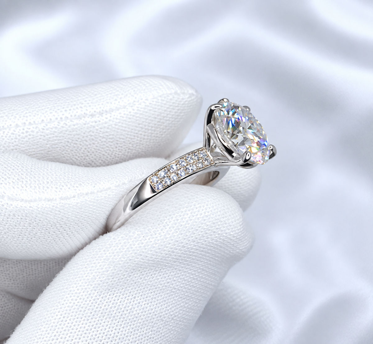 5ct Classic Moissanite Pave Engagement Ring | S925 Silver | VVS1