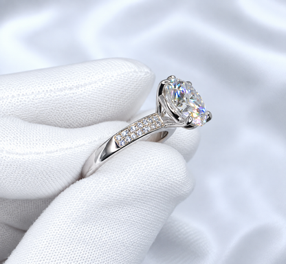 5ct Classic Moissanite Pave Engagement Ring | S925 Silver | VVS1