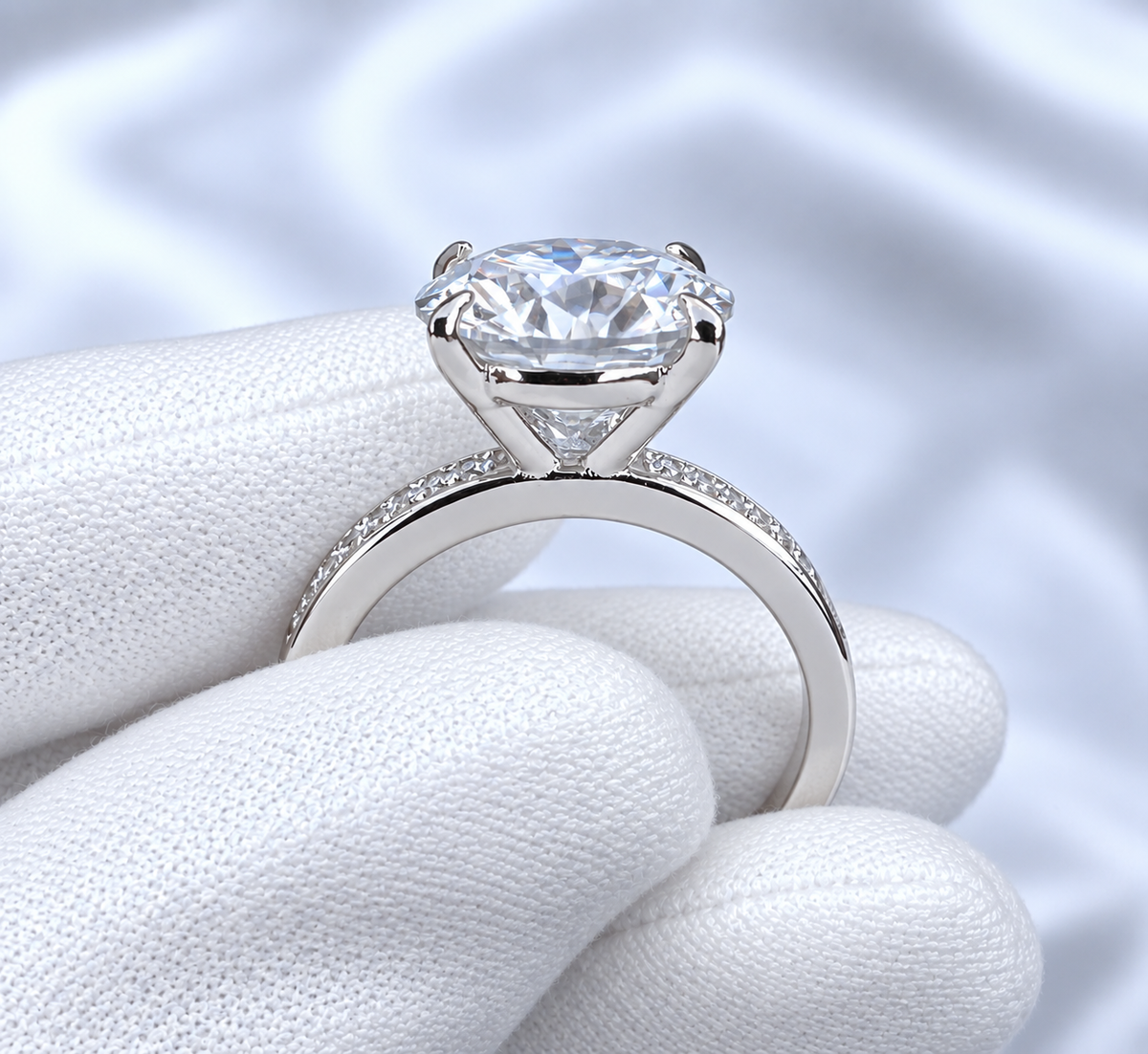 5ct Classic Moissanite Pave Engagement Ring | S925 Silver | VVS1